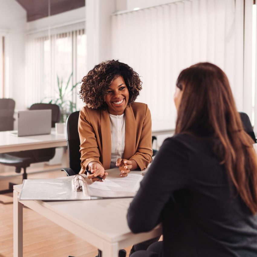Banker assisting with business loan